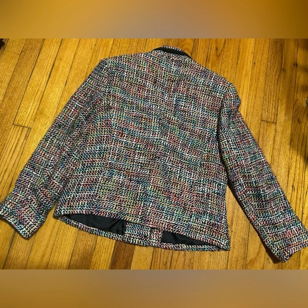 Y2K Sagharbor Women’s Wool Blazer Button Up Multi Colors Suit Jacket Size 14P - Picture 9 of 11